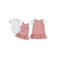 thumbnail image 2 of Miaouyo Baby Girls Summer Clothes Solid Short Sleeve Romper with Letter Embroidery Overall Dress 2 Pcs Set, 2 of 9