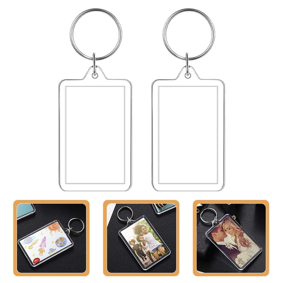 MOKKHNB 6-Pack Transparent Acrylic Photo Holder Keychains for Keys, Picture Frame Pendant Accessories