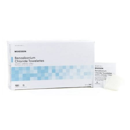 McKesson Sanitizing Skin Wipe Individual Packet BZK (Benzalkonium Chloride) Unscented Case of 1000