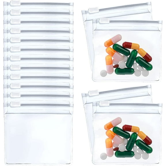 Pill Pouch Bags-Zippered Pill Pouch Set, Reusable Pill Baggies, Clear Plastic Pill Bags Self Sealing Travel Medicine Organizer Storage Pouches with Slide Lock for Pills and Small Items(10 Pieces)
