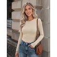 thumbnail image 3 of Zeagoo Women Basic Tee Long Sleeve Tops Crewneck Ribbed Knit Fitted Tshirts Dressy Casual Fall Clothes, 3 of 6