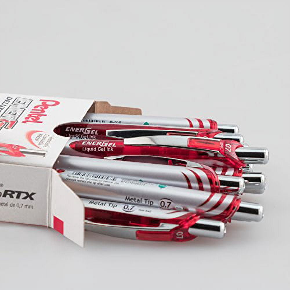 Pentel 812204 EnerGel RTX Retractable Gel Pens Medium Point Red Ink