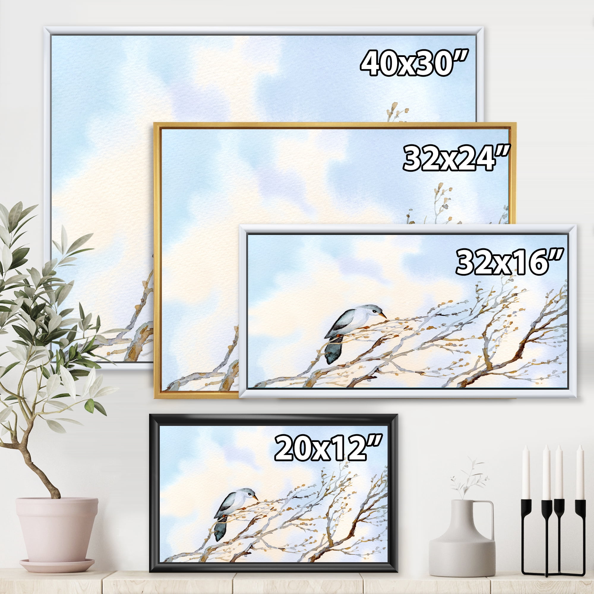 Designart 'Big Old Barren Twig Yard' Traditional Framed Canvas Wall Art Print