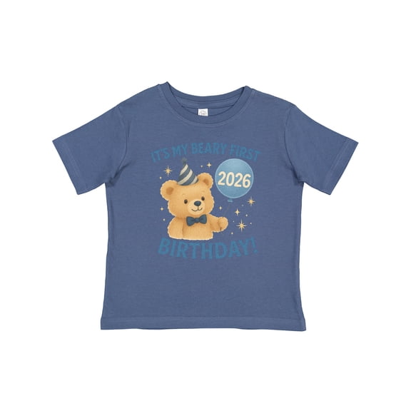 Inktastic Beary First Birthday 2026 Teddy Bear Boys or Girls Baby T-Shirt