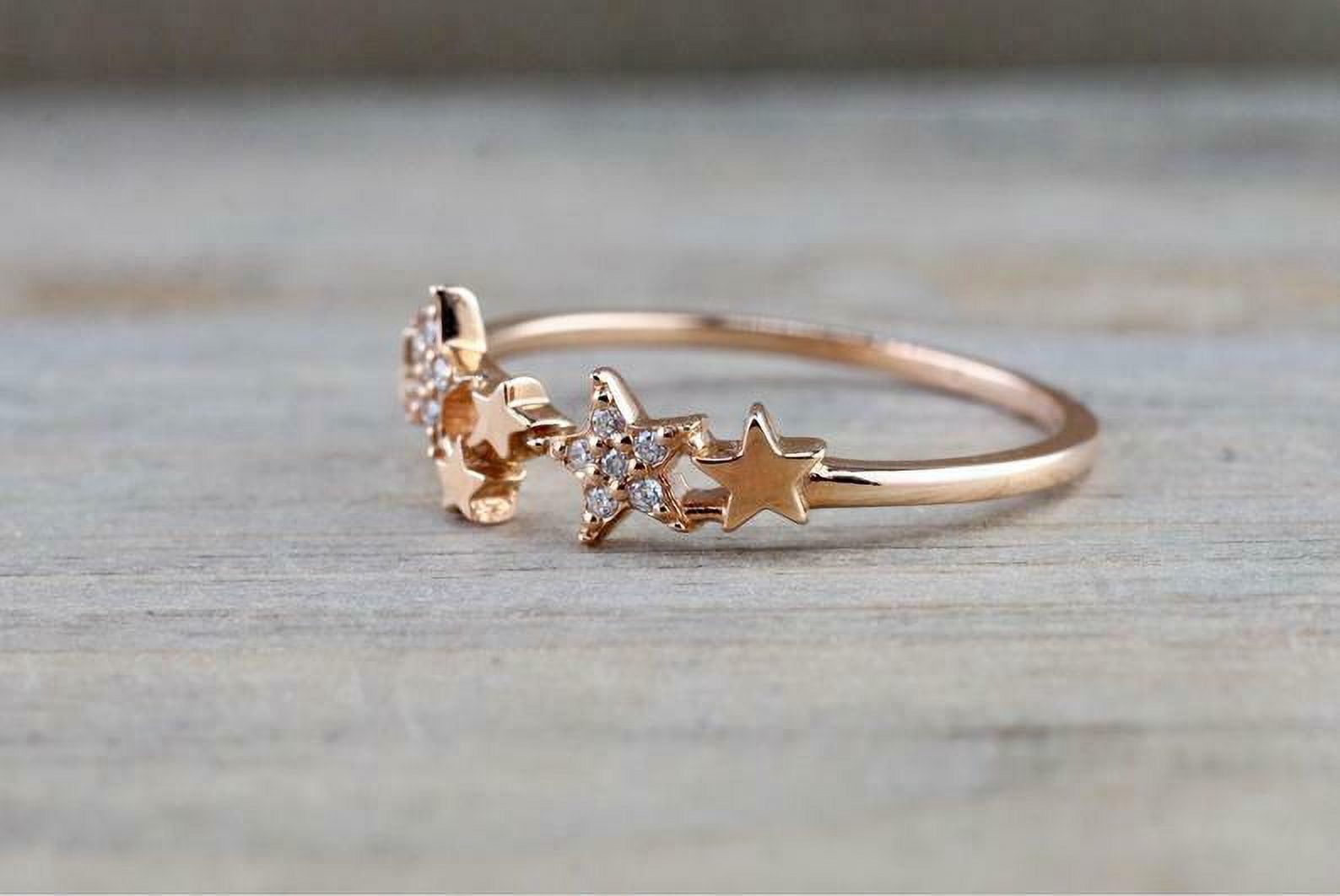 HeartsAndYou 1ct Round Cut Moissanite Engagement Ring for Women Multi Star Design 18k Rose Gold Over Silver