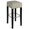 thumbnail image 1 of Gymax 1 PC Backless Bar Stool Fabric Seat Rubber Wood Legs Pub Kitchen Dining Beige, 1 of 8