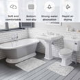 thumbnail image 6 of Leaves Bathroom Rugs Set White Floral Leaf Branch Plant Grey Background Non Slip Absorbent Soft Bath Mats 3 Piece Set with Bathroom Rug, U-Shaped Floor Mat, Toilet Seat Cover Small Size, 6 of 9