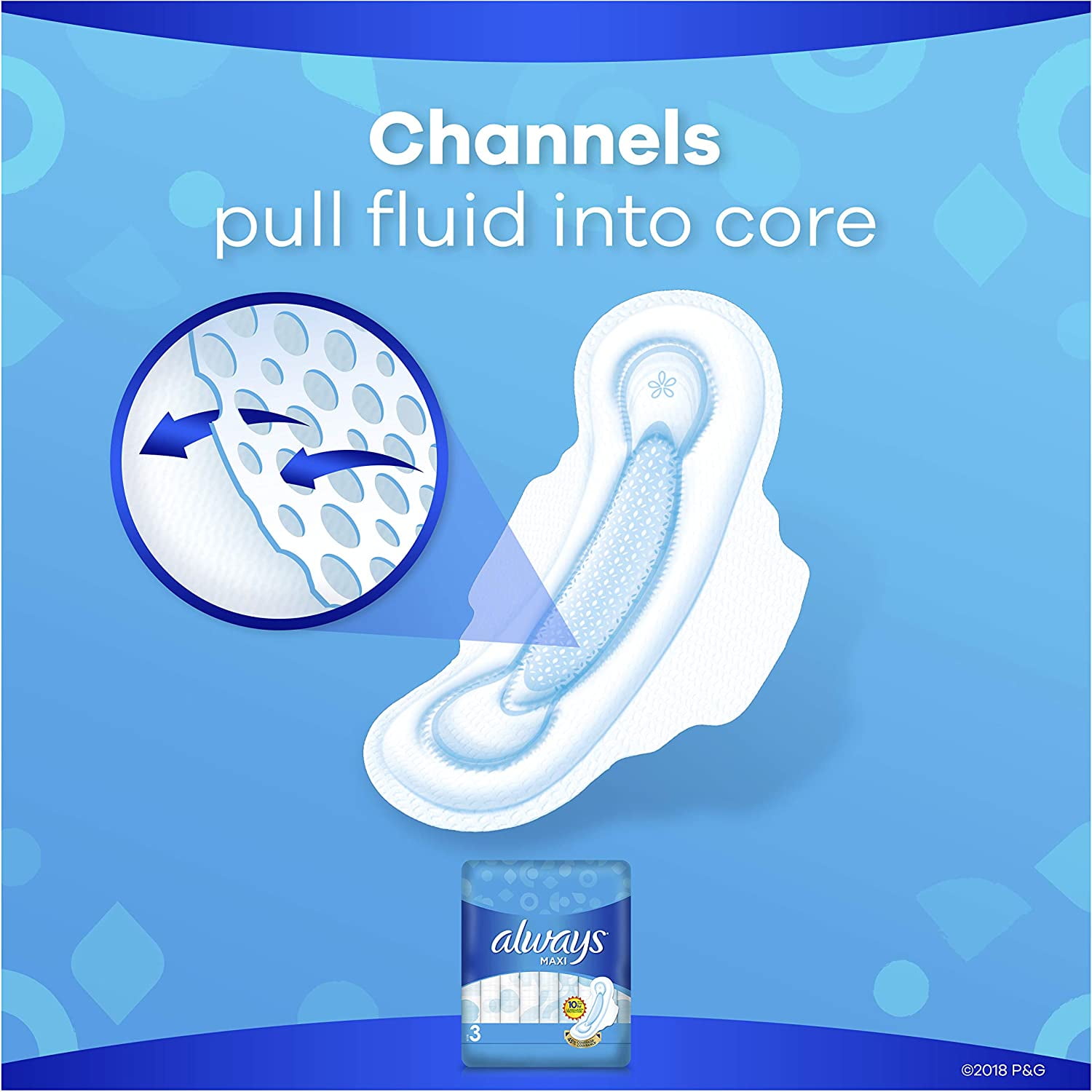 Maxi Size 3 Feminine Pads with Wings, Extra Long Super Absorbency, Unscented, 33 Count