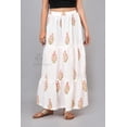 thumbnail image 2 of Women’s White Floral Tiered Long Maxi Skirt with Elastic Waist – Casual Summer Skirt - XS, 2 of 6