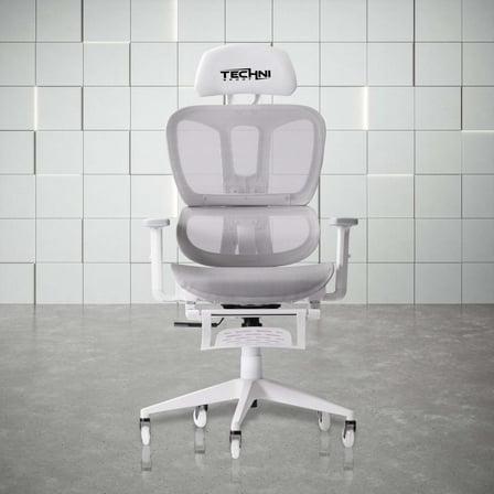 Gaming Chair White Mesh Ergonomic Computer Chair with Footrest Reclining