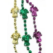 3 Jester Mardi Gras Beads 48" Purple Green Gold