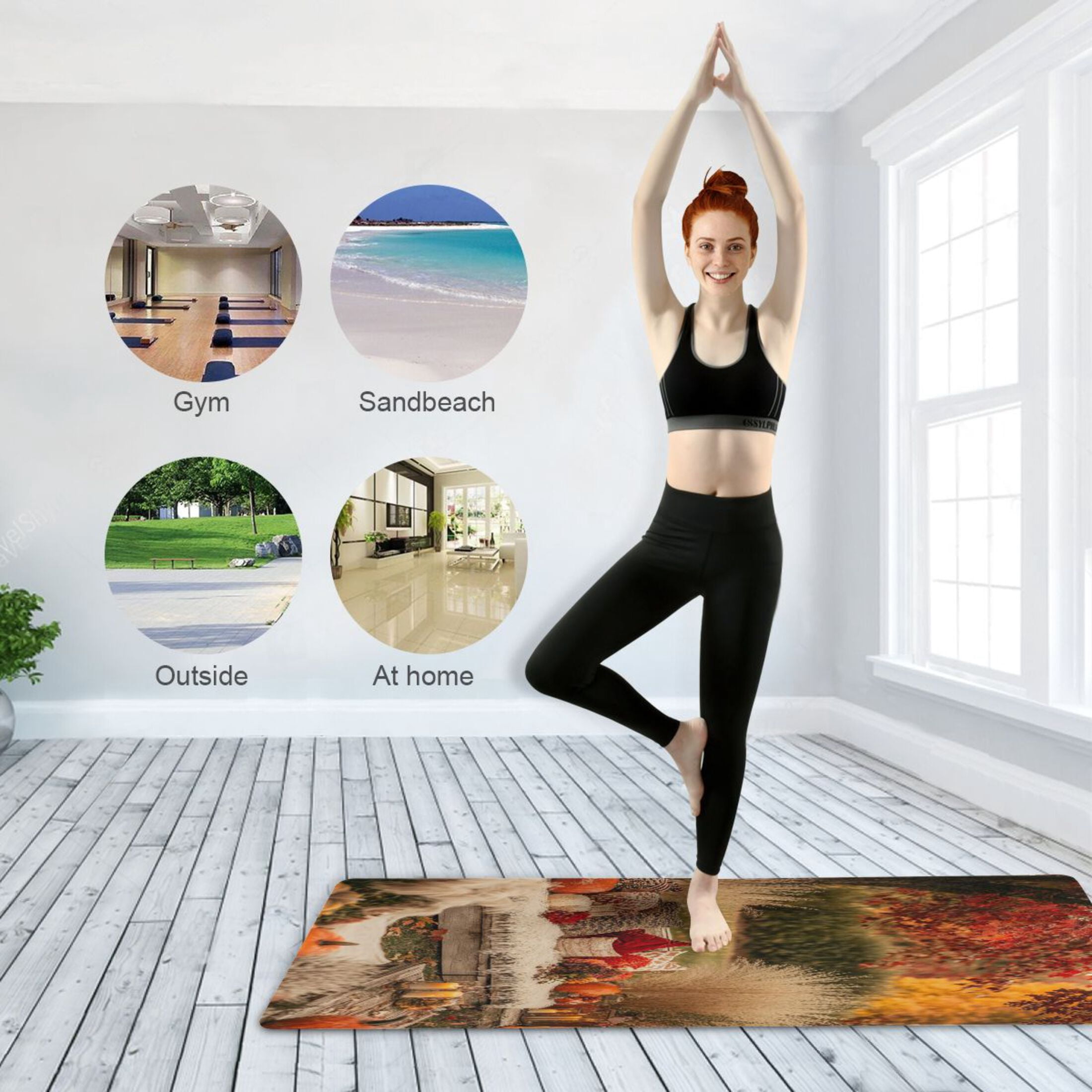 BZSMCE Yoga Mat Women Ffyy3_a_cozy_autumn_garden_with_colorful_leaves_pampas_grass_an_ba3d8cca-af19-483f-bb44-820439aee31a Fitness Mat