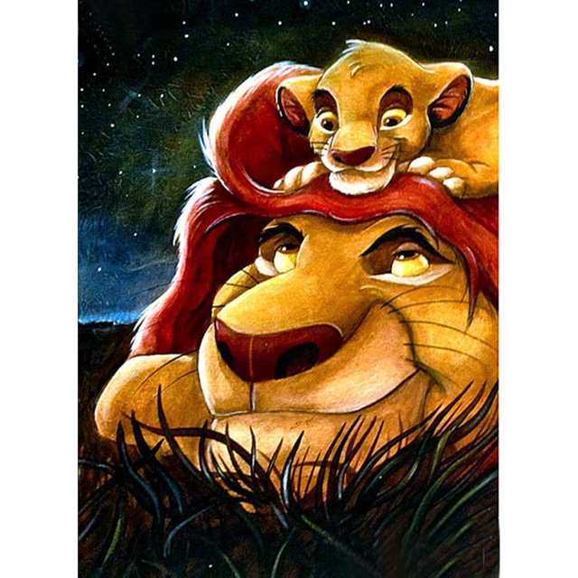 Pintura de diamante 5D, 30*40 cm Rey León Simba Kit de pintura de diamante digital DIY, regalo de dibujo de cristal de diamantes de imitación, adecuado para adultos y niños ER