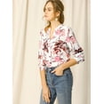 thumbnail image 2 of INSPIRE CHIC Blusa con botones de manga larga con cuello en V y blusas sueltas florales de gasa para mujer Blanco XS, 2 of 6