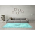 thumbnail image 3 of Ahgly Company Indoor Square Medallion Light Blue Traditional Area Rugs, 7' Square, 3 of 4