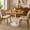 Oak Finish + White, variant on 31.5" Square Dining Table for 2-4, White Marble-Look MDF Top with Gold Tulip Pedestal Base, Mid-Century Modern Kitchen Table for Apartment, Breakfast Nook, Café and Bistro