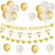 thumbnail image 1 of Decoraciones para el 50.° aniversario de bodas, 23 piezas de adornos blancos felices para bodas, globos dorados, adorno para tarta, banda de satén para suministros para fiestas de aniversario de, 1 of 8