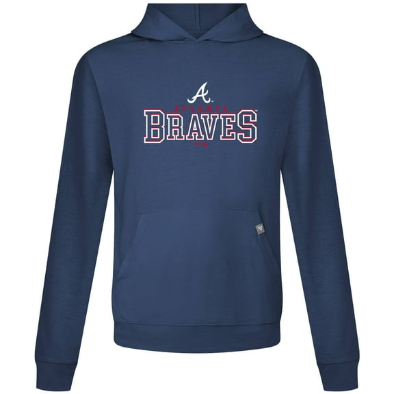 Men's Levelwear Navy Atlanta Braves Relay Journey Pullover Hoodie