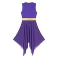 thumbnail image 5 of Kaerm Womens Lyrical Liturgical Praise Dance Tunic Gold Color Block Metallic Irregular Worship Dance Dress Purple XXL, 5 of 7