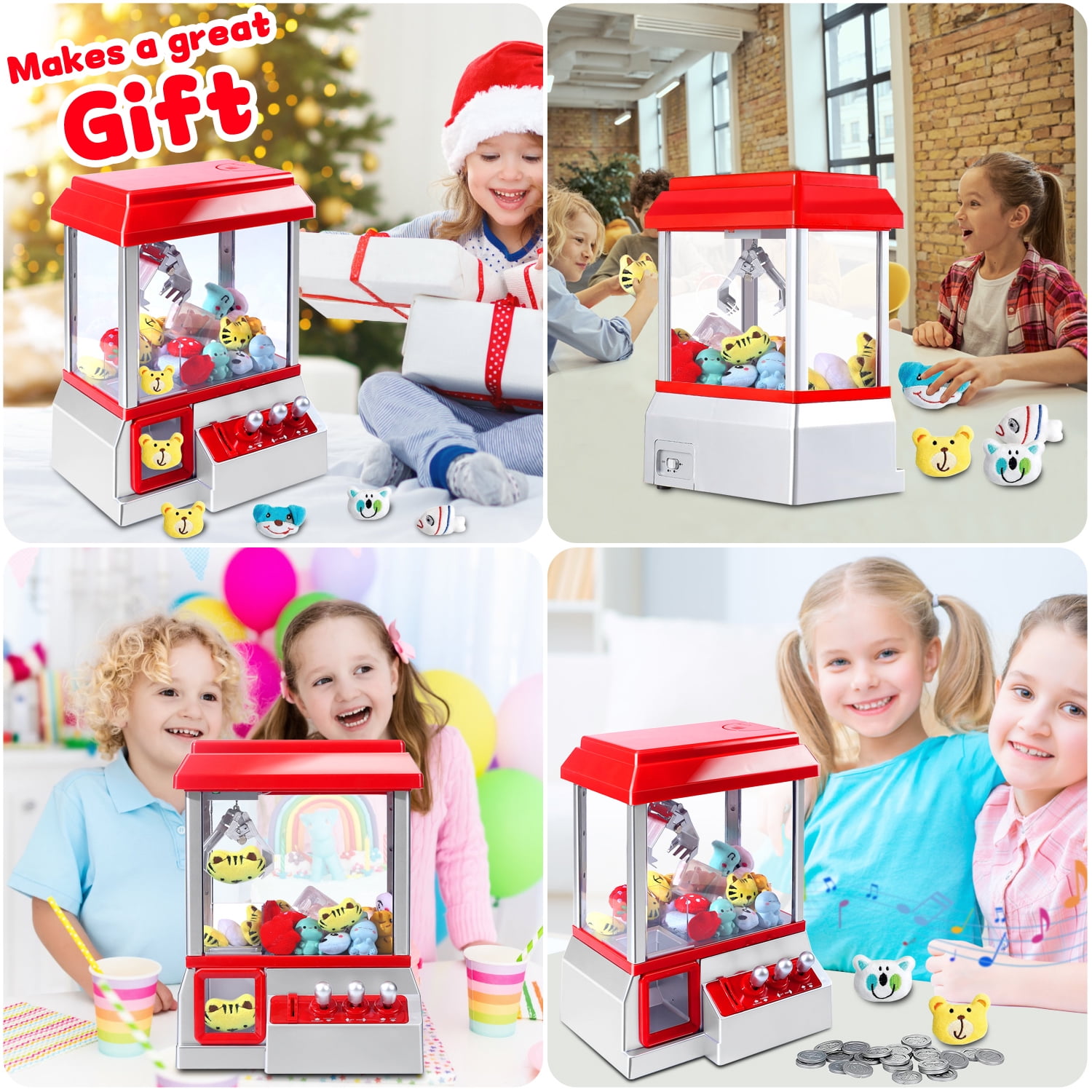 Claw Machine Arcade Toy, Mini Candy Dispenser Vending Game for Kids, Funny Claw Machine Toy Gifts for Kids Ages 3+