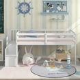 thumbnail image 2 of Kids Loft Bed, Twin Low Loft Bed with Stairs Storage function, Wood Loft Bed Frame for Living Room with Safety Rails,  for Kid Boys Girls Teens, White-95"W x 40" D, 2 of 9