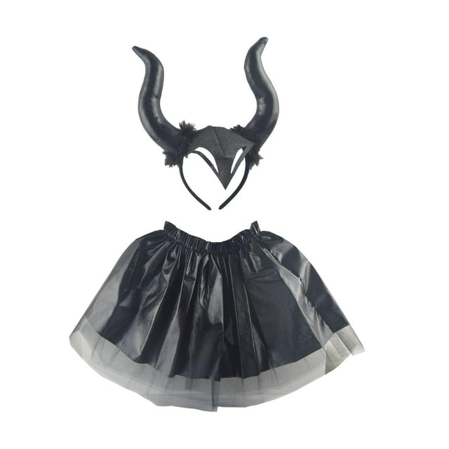 Conjunto de disfraz de de Halloween Decoración de disfraces Accesorios para fotos Accesorios de cosplay Diadema de pelo de Faldas tutú p negro