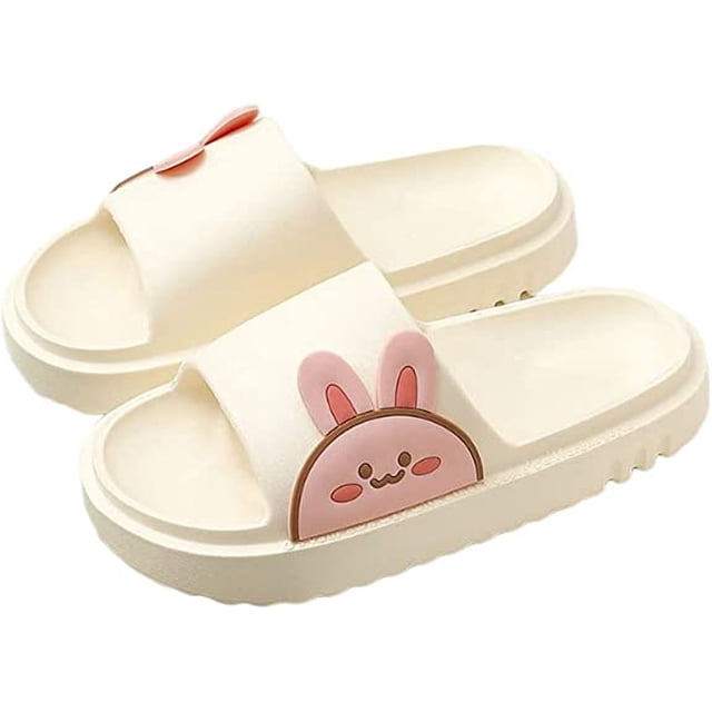 Sandalias de ducha para mujer, zapatillas con punta abierta, lindas pantuflas de conejo, pantuflas para el hogar, pantuflas de baño para hombres y mujeres, secado rápido, tamaño blanco: 38-39 TUNC Sencillez