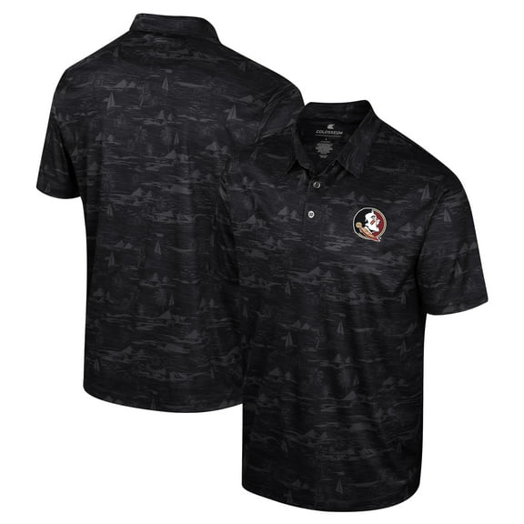 Men's Colosseum Black Florida State Seminoles Daly Print Polo