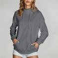 thumbnail image 2 of Fiaer,Womens Turtleneck Loose Fit Hoodies,Women's Long Sleeve Plus Size Casual Trendy Hooded Sweatshirts,Ladies Long Sleeve Lightweight Solid Hooded Pullovers with Pockets Light Gray XXL, 2 of 9