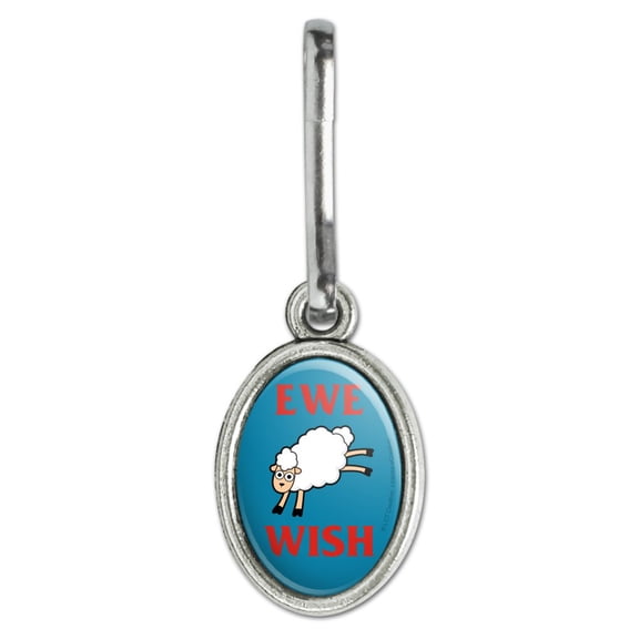 Ewe Wish You Funny Humor Antiqued Oval Charm Clothes Purse Suitcase Backpack Zipper Pull Aid