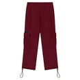 thumbnail image 3 of Fancifize Kids Cargo Pants Drawstring Elastic Waist Sweatpant Casual Loose Jogger Pants School Athletic Outdoor Trousers Clothes for Girls Boys, 3 of 5