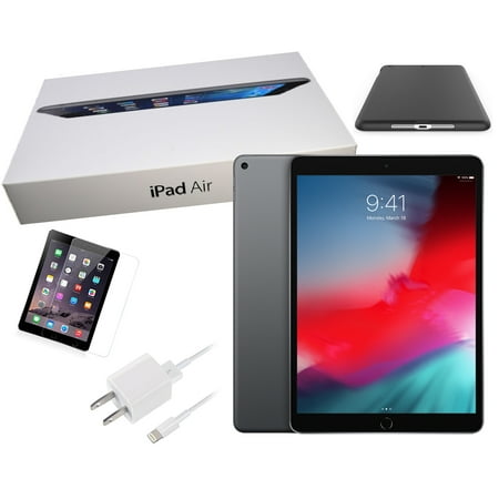 Apple iPad Air 2 9.7-inch, 32GB, Space Gray, Wi-Fi Only, Exclusive Bundle Deal: Case, Tempered Glass, Generic Charger, Refurbished