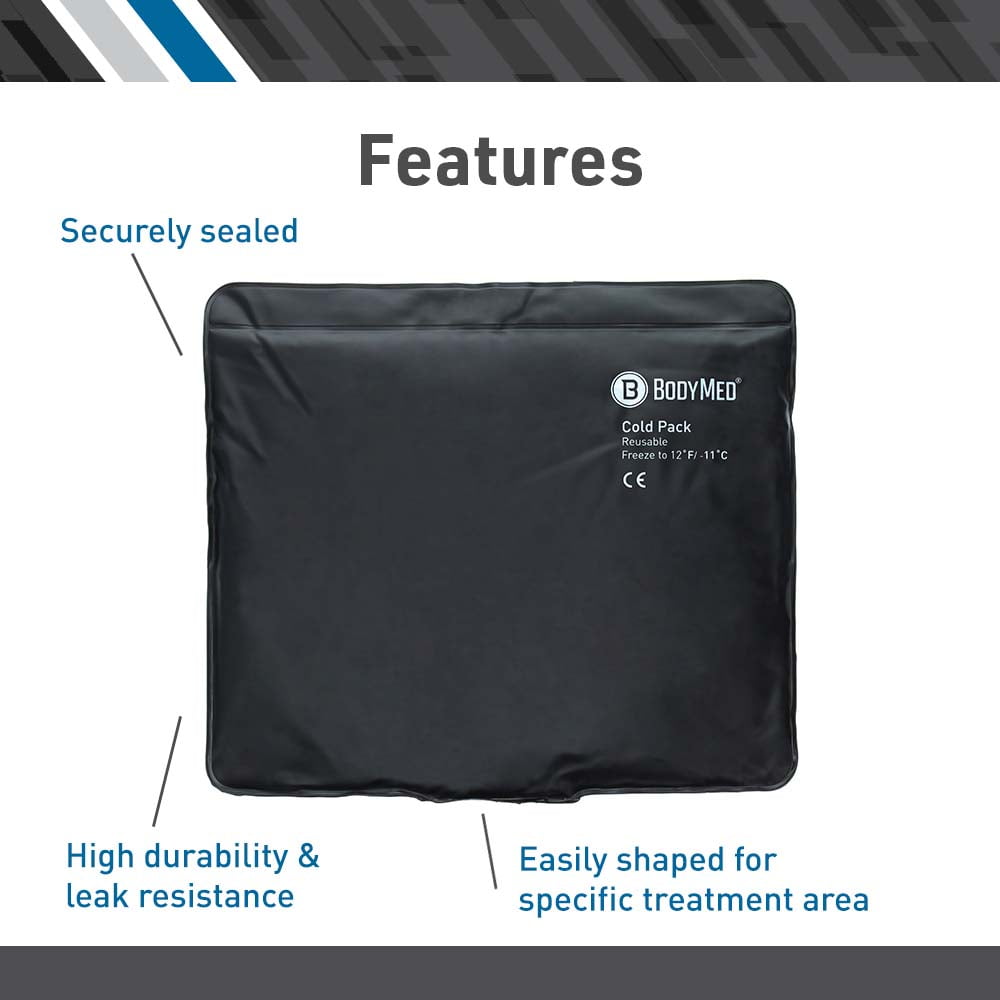 BodyMed Heavy Duty Black Urethane Cold Packs – Reusable Flexible Ice Pack for Injuries – Cold Packs for Back Pain –Oversize, 21 in. x 13 in.