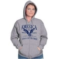 thumbnail image 3 of USA Land of the Free Patriotic Eagle Unisex Fleece Graphic Zip Up Hoodie Brisco Brands 3X, 3 of 6