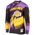thumbnail image 2 of Men's Mitchell & Ness Purple Los Angeles Lakers Hardwood Classics Hyper Hoops Moto Sublimated Long Sleeve T-Shirt, 2 of 3