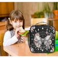 thumbnail image 6 of Insulated Square Lunch Bag with Side Mesh Pocket Fashion Lunch Box Reusable Lunch Tote 10.5" x9.5" x3.5" Butterfly Surrounded by Flowers, 6 of 6