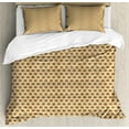 thumbnail image 1 of Retro Duvet Cover Set Queen Size, Nostalgic Geometric Pattern with Clusters of Dots Around Star Shapes in Repeat, Decorative 3 Piece Bedding Set with 2 Pillow Shams, Beige and Brown, by Ambesonne, 1 of 3