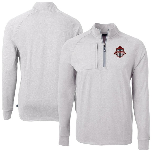 Men's Cutter & Buck Heather Gray Toronto FC Big & Tall Adapt Eco Knit Quarter-Zip Top
