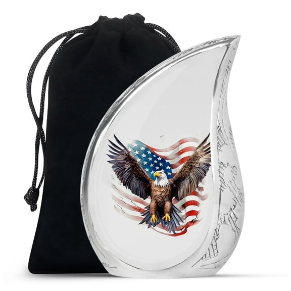 SUBSH Painting Of An Eagle With American Flag - Cremation Urns For Human Ashes - Funeral Urns For Ashes - Urns For Ashes Large - 10 Inch - Cremation Urns Human - Funeral Urns For Adult Ashes Men