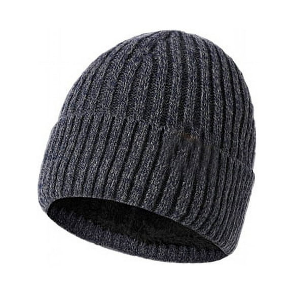 Nvzi Gorros de invierno gruesos y cálidos, gorros de punto, gorros de calavera para hombres, azul y gris