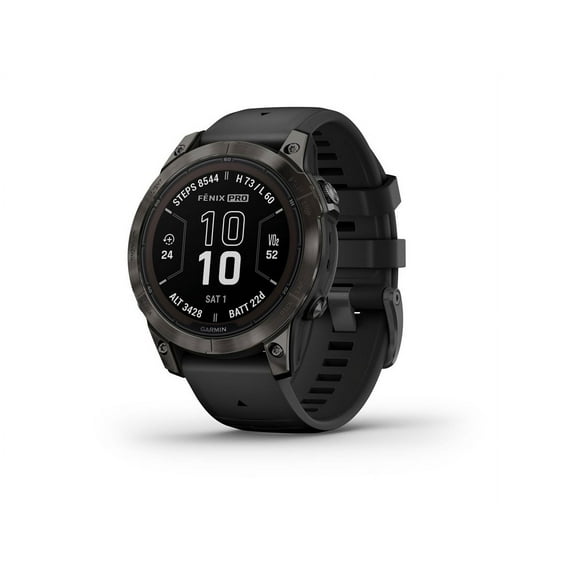 Garmin fenix 7 Pro Sapphire Solar - 47 mm - titanium carbon gray DLC - sport watch with band - silicone - black - wrist size: 4.92 in - 8.19 in - display 1.3" - 32 GB - Bluetooth, ANT+, Wi-Fi - 2.57 oz