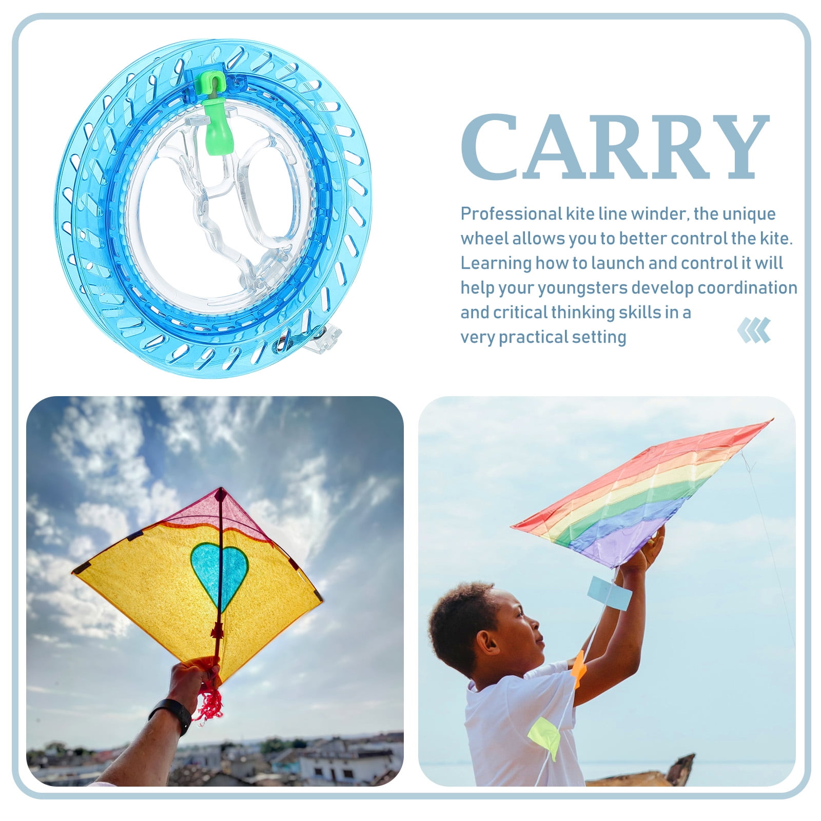 Kite Line Wheel Kite Spool Flying Reel Portable Kite String Winder Plastic  Kite Reel for Outdoor