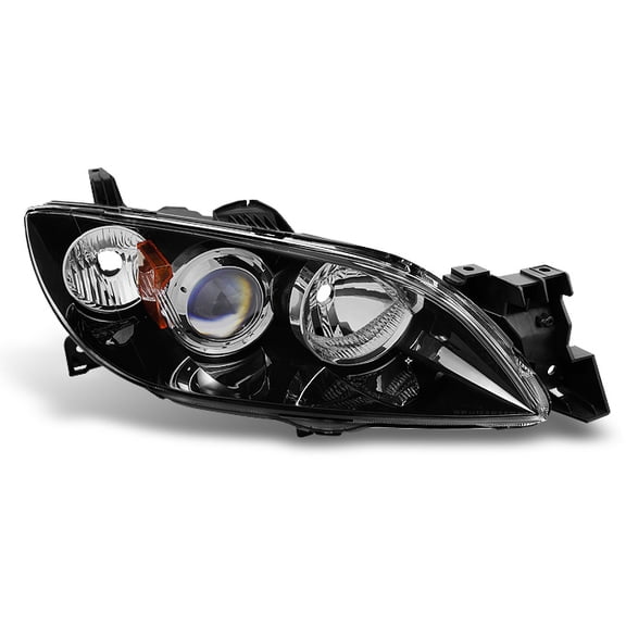 AKKON - For Mazda 3 Mazda3 4 Doors Sedan Black Bezel Projector Headlights Headlamps Passenger/Right Replacement