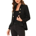 thumbnail image 4 of INSPIRE CHIC Women's Turn Down Collar Open Front High-Low Hem Gothic Peplum Blazer 2XL Black, 4 of 7