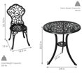thumbnail image 4 of Sunnydaze Flower 3-Piece Cast Aluminum Outdoor Bistro Set with 2 Chairs and Table, Black, 4 of 9