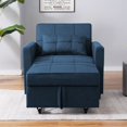 thumbnail image 2 of Mixoy Single Small Sleeper Sofa Bed with 3 adjustable inclinations, Futon Pull-Out Couch Chair for Living Room,Dorms,Offices Navy Blue, 2 of 5