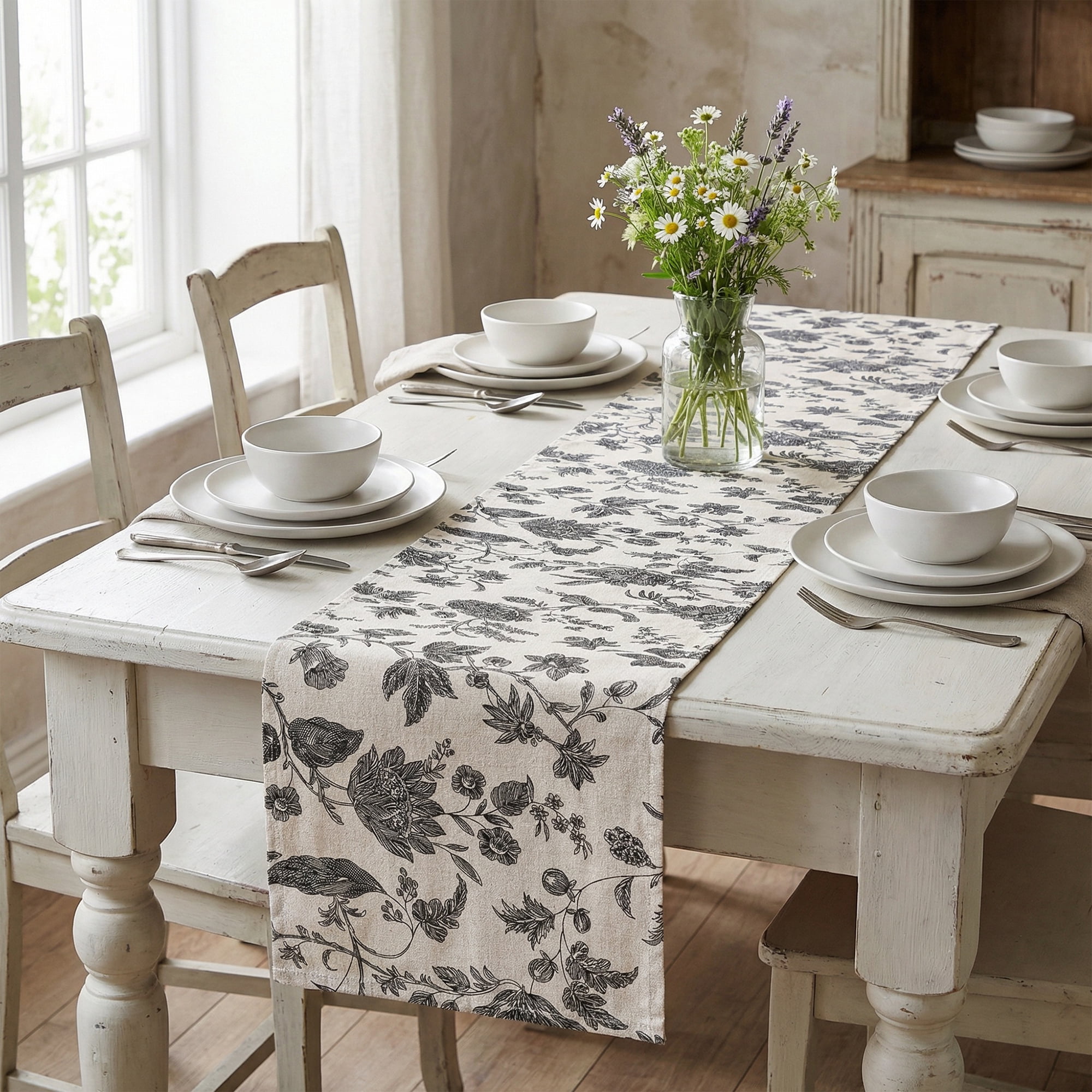 Unique Bargains Birthday Decorations Long Cotton Kitchen Runner Black 11.8x78.7in