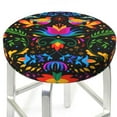 thumbnail image 3 of Kll Mexican Flower Traditional1 Round Bar Chair Cushion Cover 14 Inch,Bar Stool Protector With Elastic, Soft Washable, 3 of 7