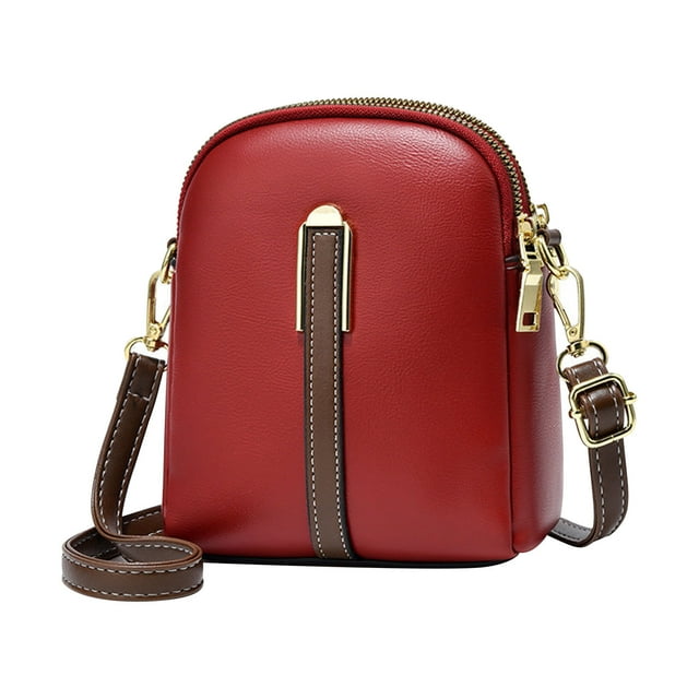 Mini Shoulder Phone Bag, Embroidered Crossbody Sling Bag for Women, Small Leather Body Bag with Adjustable Strap, Compact Purse for Cell Phone Cards Cash Essentials