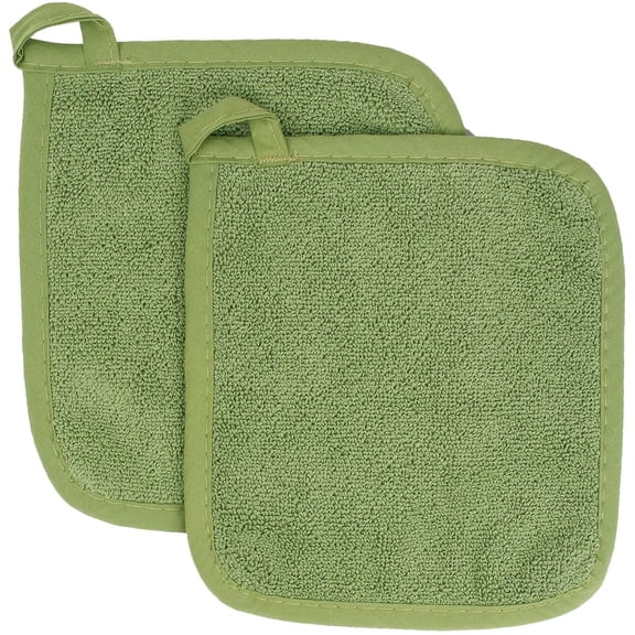 LQCrafK Cotton Terry Cloth Pot Holder Set, Kitchen Hot Pad, 2-Pack